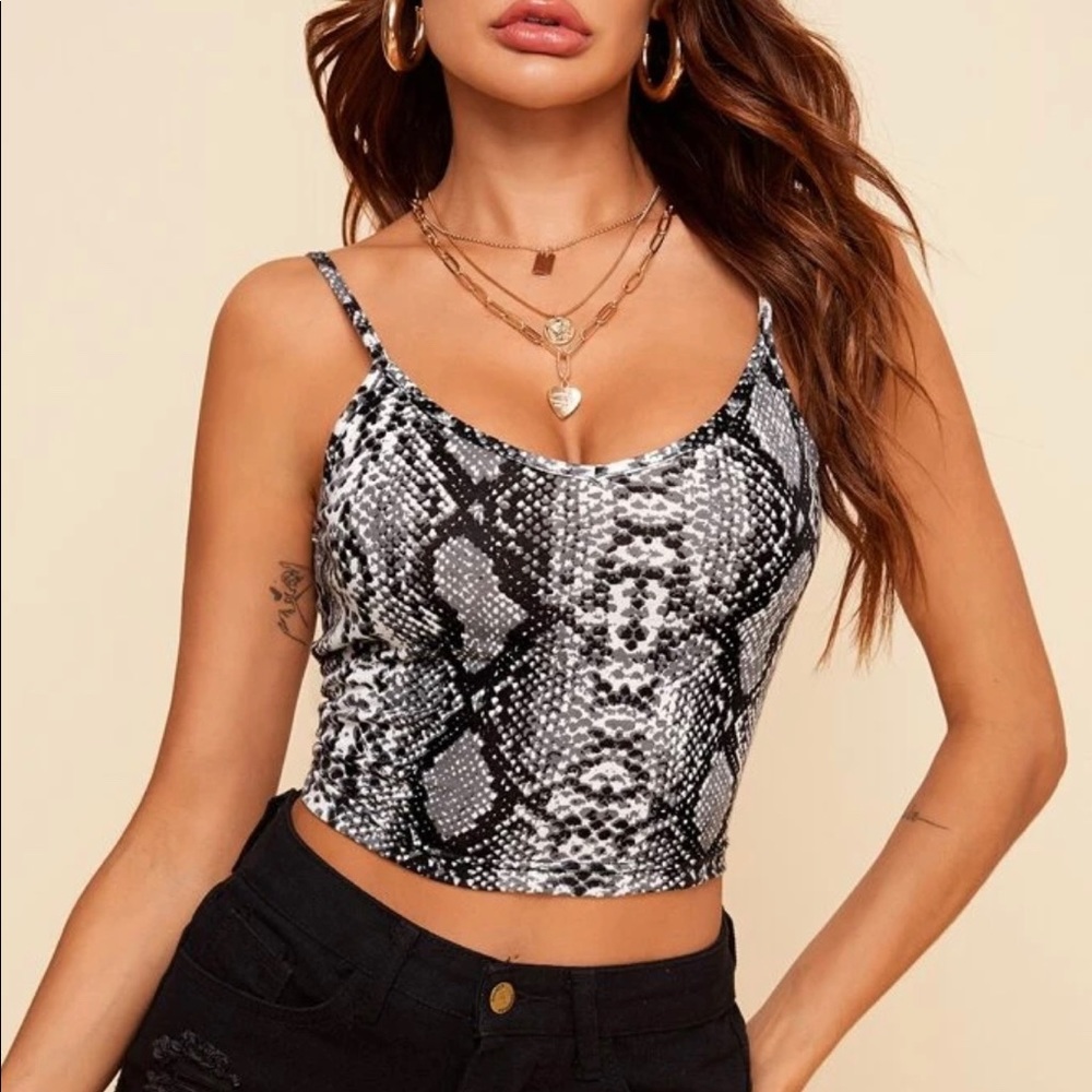 NWT Snakeskin Twist Open Back Cami